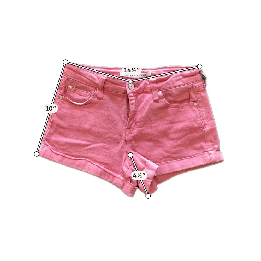 Celebrity Pink Denim Shorts Womens 3/26 Pink Excellent Cuffed Mid Rise Stretch